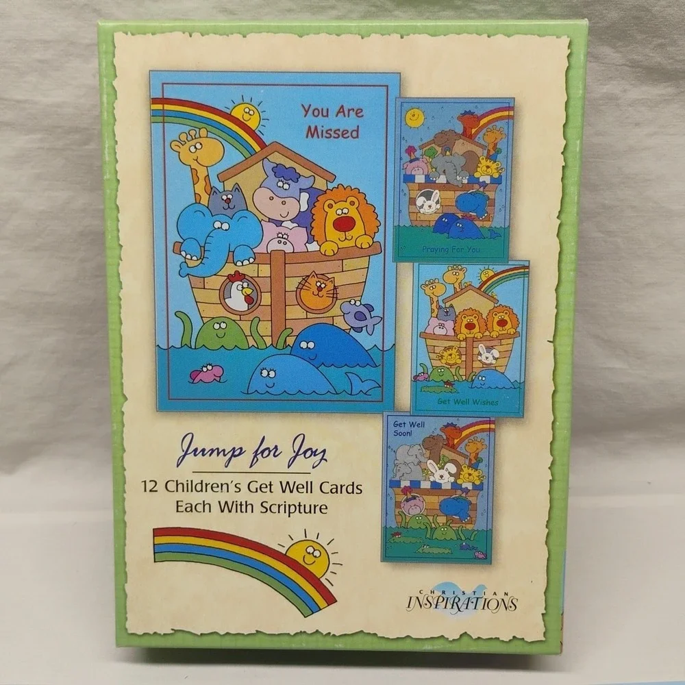 NOS Christian Inspirations Jump For Joy Childrens Get Well‎ 12 Cards Envelopes